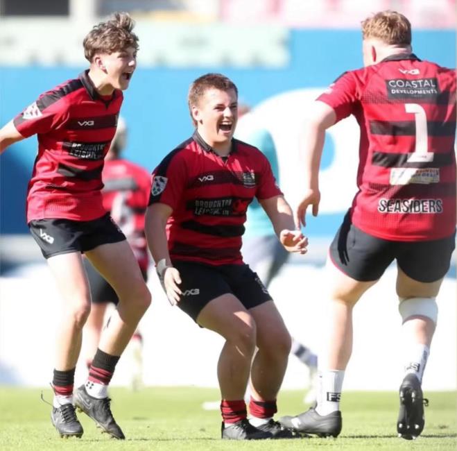 Sheer delight after scoring a try